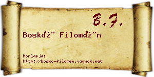 Boskó Filomén névjegykártya